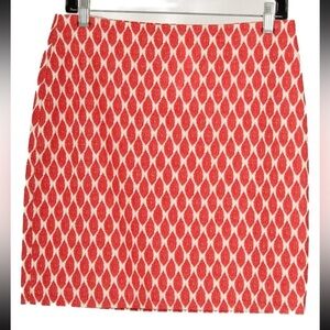 Ann Taylor Womens Skirt 6 Red White A Line Stretch Lined Cotton Striped